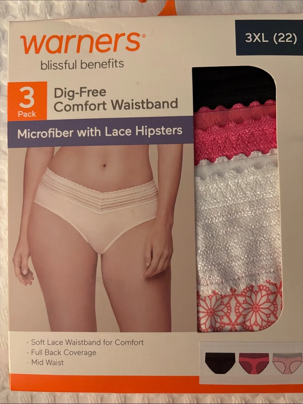 WARNERS MICROFIBER AND LACE HIPSTER PANTIES